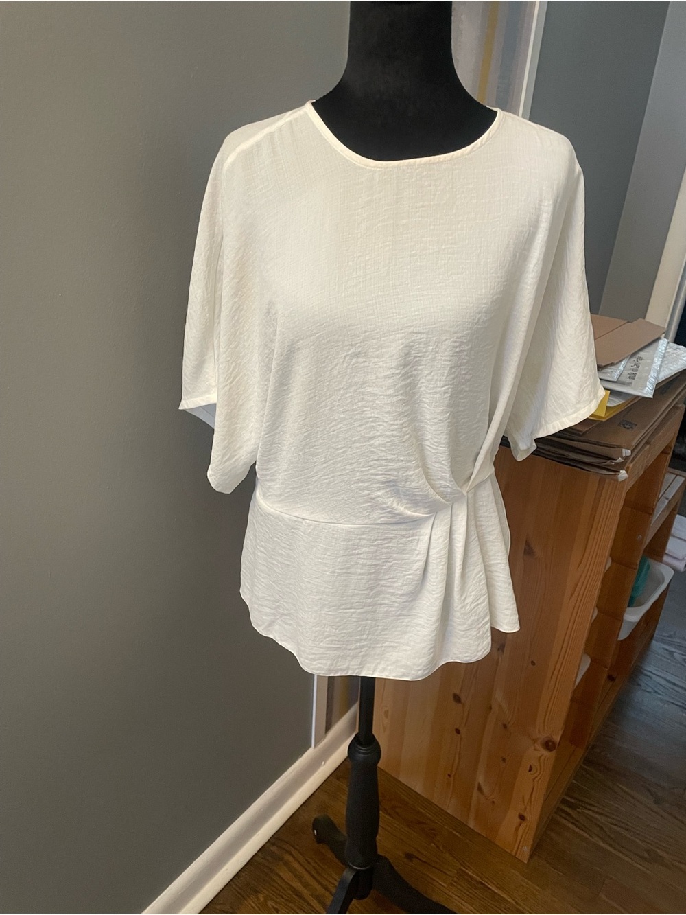 Primark White Side-Twist Peplum Tunic Top
